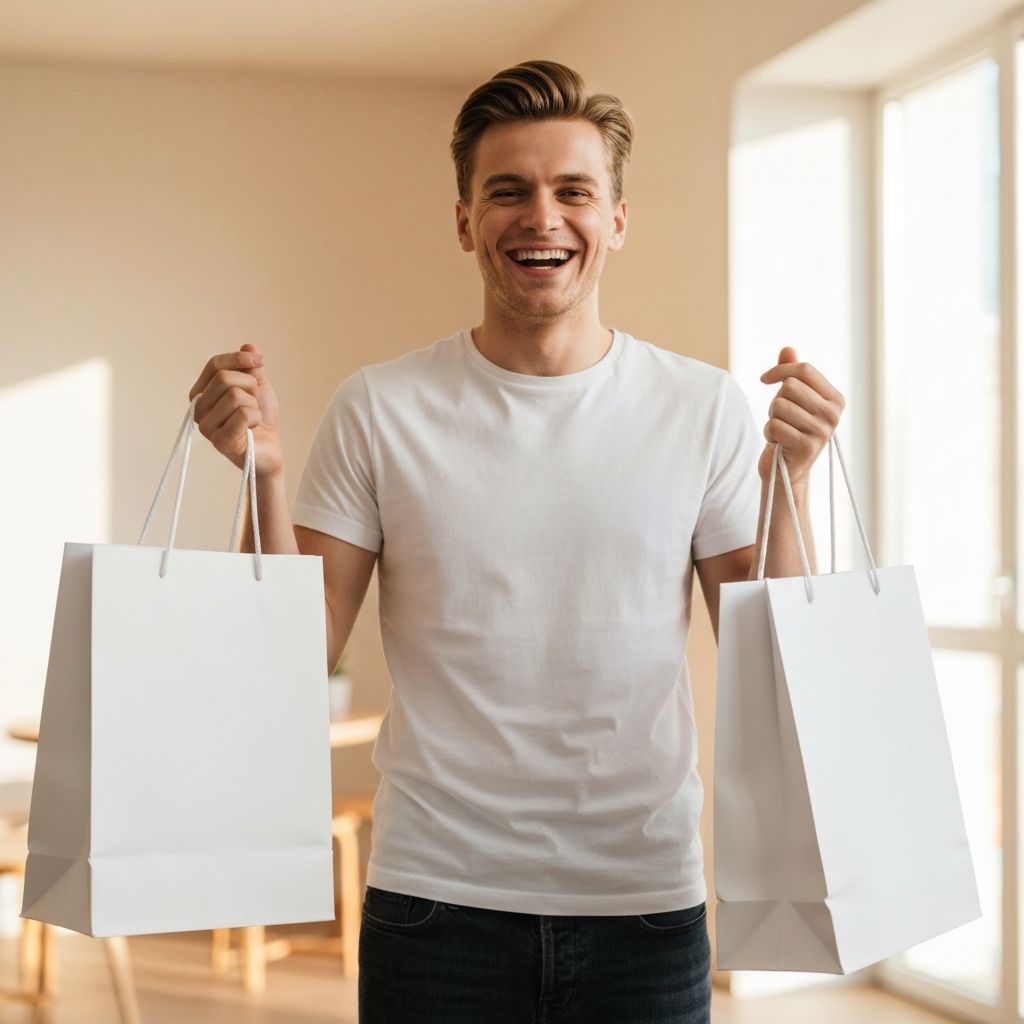 Person holding shopping bags